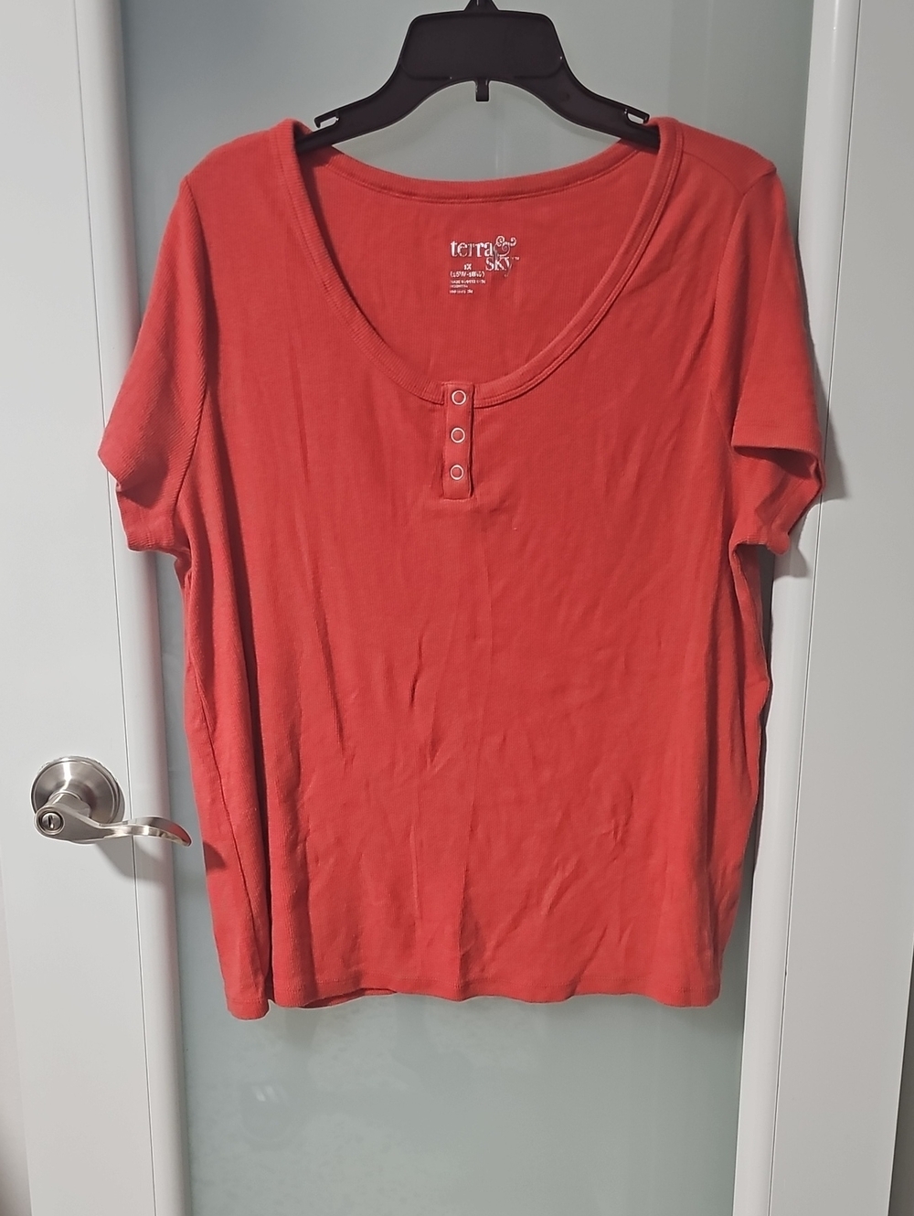 Terra & Sky Coral Short Sleeve Henley Tee